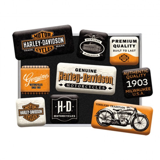 Set magneți Harley-Davidson Genuine Motorcycles Milwaukee - Motociclete Autentice Din Milwaukee