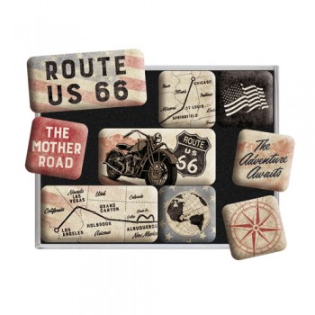 Set magneți Route 66 Bike Map - Harta și Motocicleta