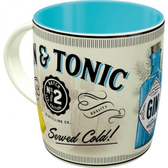 Cană ceramică 330 ml - Gin & Tonic Served Cold - Gin Tonic Servit Rece