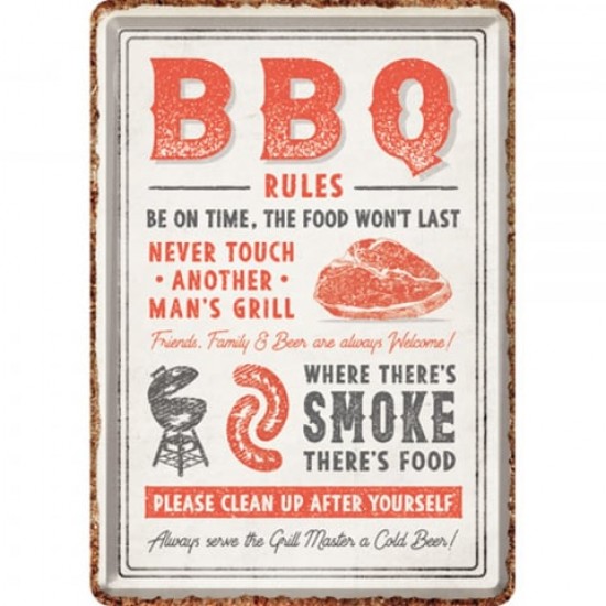 Carte Poștală metalică - Bbq Rules - Reguli pentru Gratar