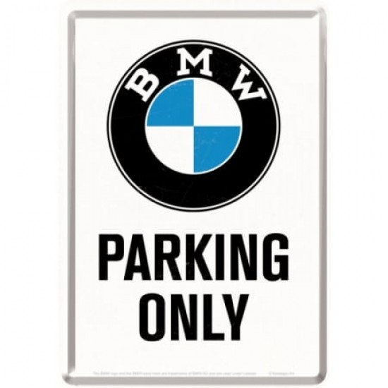 Carte Poștală metalică - BMW - Parking Only - Parcare Doar pentru BMW