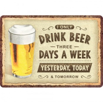 Carte Poștală metalică - Drink Beer Three Days - Beau Bere 3 Zile