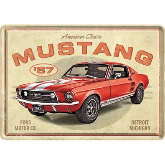 Carte Poștală metalică - Ford Mustang - Gt 1967 Red - Rosu
