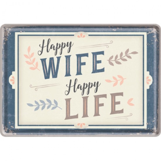 Carte Poștală metalică - Happy Wife Happy Life - Nevasta Fericita Viata Fericita Carte Poștală metalică - Happy Wife Happy Life - Nevasta Fericita Viata Fericita
