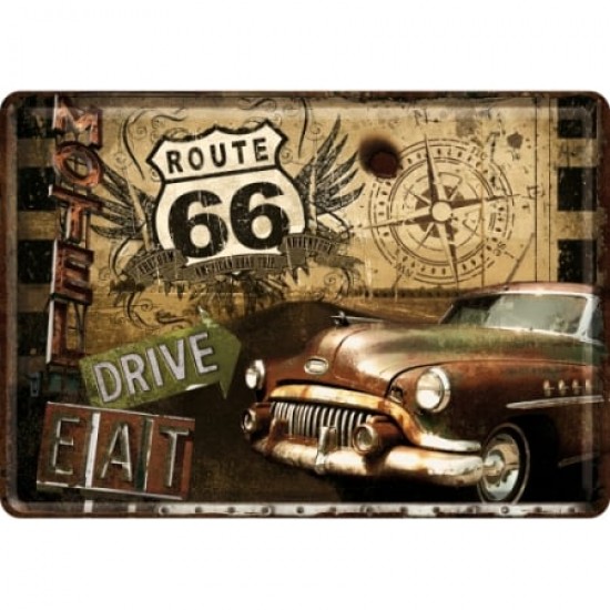 Carte Poștală metalică - Route 66 - Motel - Soseaua 66: Motel
