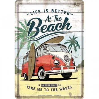 Carte Poștală metalică - Vw Bulli - Beach - Plaja