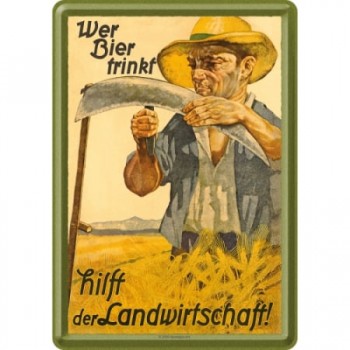 Carte Poștală metalică - Wer Bier Trinkt Hilft Der Landwirtschaft Consumul de Bere Ajuta Agricultura