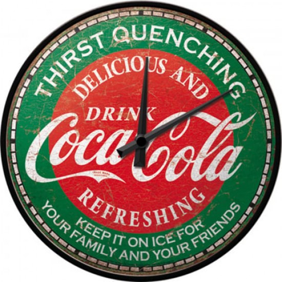Ceas de Perete Coca-Cola Thirst Quenching Green 31 Cm - Potoleste Setea