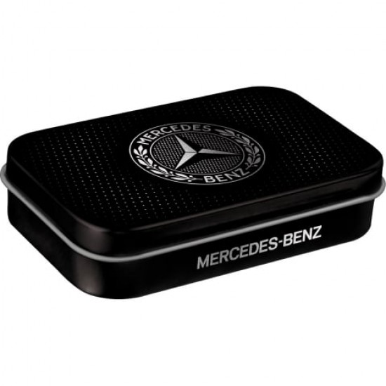 Cutie metalică de buzunar - XL Mercedes-Benz Logo Negru și Argintiu