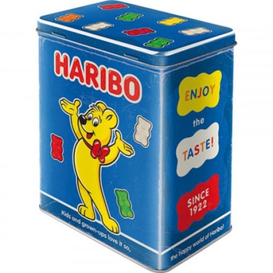 Cutie metalică L - Haribo Enjoy The Taste Blue - Bucurati - Va de Gust - Albastru