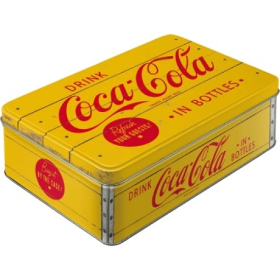 Cutie metalică plată - Coca-Cola - Logo Yellow