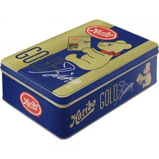 Cutie metalică plată - Haribo Goldbaren Vintage Gold