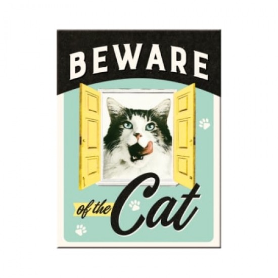 Magnet 6 x 8cm -  Beware Of The Cat - Atentie la Pisica