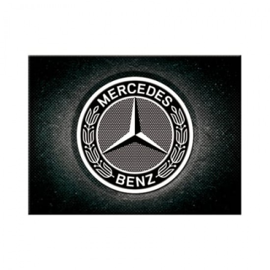 Magnet 6 x 8cm -  Mercedes-Benz - Logo Black - Sigla pe Fundal Negru
