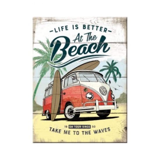 Magnet 6 x 8cm -  Volkswagen Bulli - Beach - Plaja