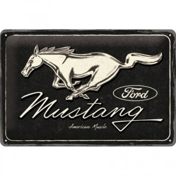 Placă 20 x 30 - Ford Mustang - Horse Logo Black - Sigla Cal Negru