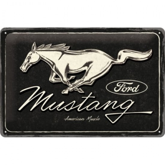 Placă 20 x 30 - Ford Mustang - Horse Logo Black - Sigla Cal Negru