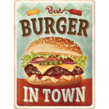 Placă 30 x 40 - Best Burger în Town - Cel Mai Bun Burger Din Oras