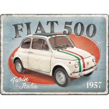 Placă 30 x 40 - Fiat 500 - Turin Italia