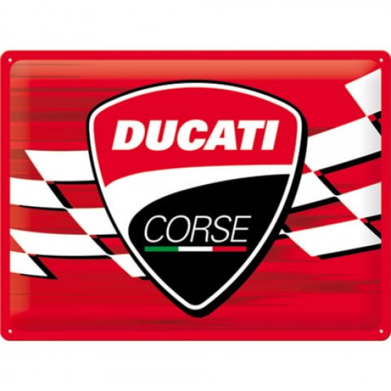 Placă Decor 30 x 40 - Ducati Corse Logo Steag de Curse