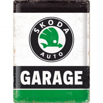 Placă Decor 30 x 40 - Skoda Garaj - pe Verde