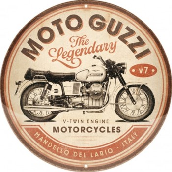 Placă decor 35cm - Moto Guzzi The Legendary V Twin Engine - Legendarul Motor V - Twin