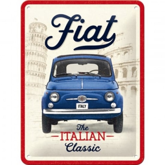 Placă Decor metalică 15 x 20 - Fiat 500 - The Italian Classic - Clasicul Italienesc