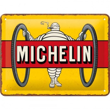 Placă Decor metalică 15 x 20 - Michelin Tyres Bibendum Yellow - Cauciucuri Michelin - Galben