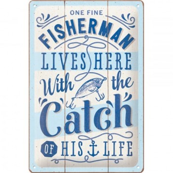 Placă Decor metalică 20 x 30 - Fisherman Catch - Pescarul și Captura Placă Decor metalică 20 x 30 - Fisherman Catch - Pescarul și Captura