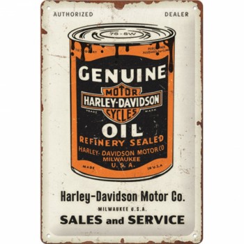 Placă Decor metalică 20 x 30 - Harley Davidson Genuine Oil Can - Butoi de Ulei Autentic