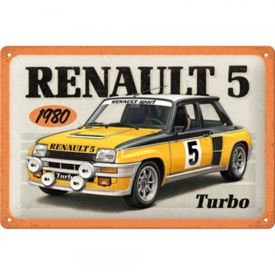 Placă Decor metalică 20 x 30 - Renault R5 Turbo 1980