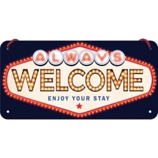 Placă Decor metalică cu Șnur 10 x 20 - Welcome - Bun - Venit