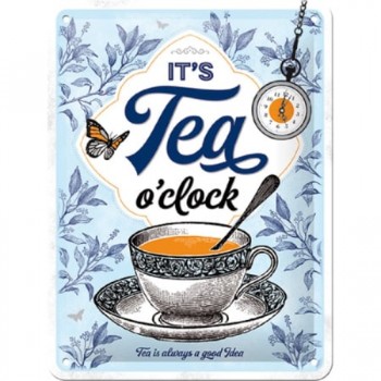 Placă metalică 15 x 20 - It'S Tea O'Clock - Timpul pentru Un Ceai