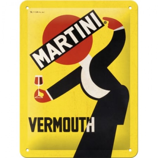 Placă metalică 15 x 20 - Martini - Vermouth Waiter Yellow - Ospatar Din Vermouth - Galben