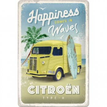 Placă metalică 20 x 30 - Citroen Type H - Happiness Comes în Waves - Tip H - Fericirea Vine în Valuri
