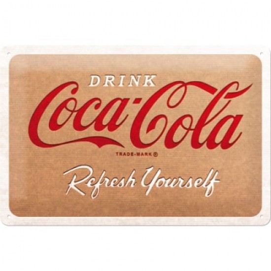 Placă metalică 20 x 30 - Coca-Cola - Cardboard Logo - Sigla pe Fundal de Carton Placă metalică 20 x 30 - Coca-Cola - Cardboard Logo - Sigla pe Fundal de Carton