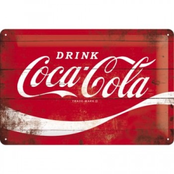 Placă metalică 20 x 30 - Coca-Cola - Logo Red - Sigla pe Fundal Rosu