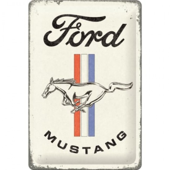 Placă metalică 20 x 30 - Ford Mustang - Horse ; Stripes Logo - Sigla cu Cal și Dungi