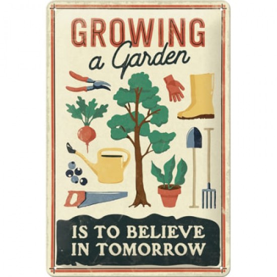 Placă metalică 20 x 30 - Growing A Garden - Sa Ingrijesti O Gradina
