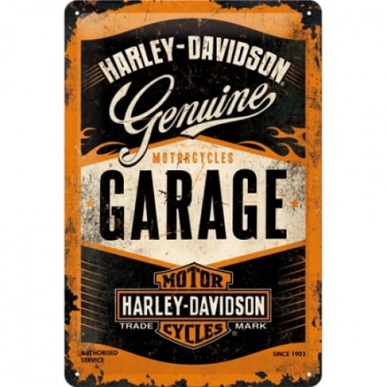 Placă metalică 20 x 30 - Harley-Davidson Garage - Garaj