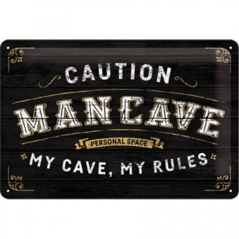 Placă metalică 20 x 30 - Man Cave - Pestera Barbatului