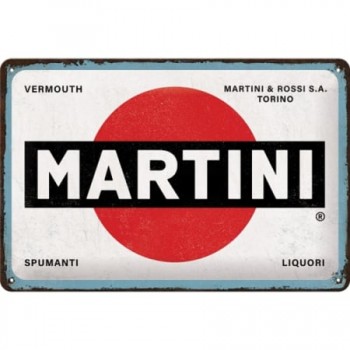 Placă metalică 20 x 30 - Martini - Logo White - Sigla pe Fundal Alb