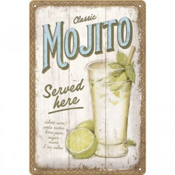 Placă metalică 20 x 30 - Mojito Served Here - Mojito Servit Aici