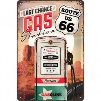 Placă metalică 20 x 30 - Route 66 - Gas Station - Soseaua 66 - Benzinarie