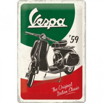 Placă metalică 20 x 30 - Vespa - The Italian Classic - Vespa - Clasicul Italienesc