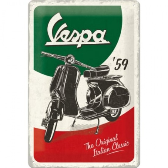 Placă metalică 20 x 30 - Vespa - The Italian Classic - Vespa - Clasicul Italienesc