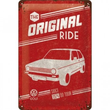 Placă metalică 20 x 30 - Volkswagen Golf - The Original - Golful Autentic
