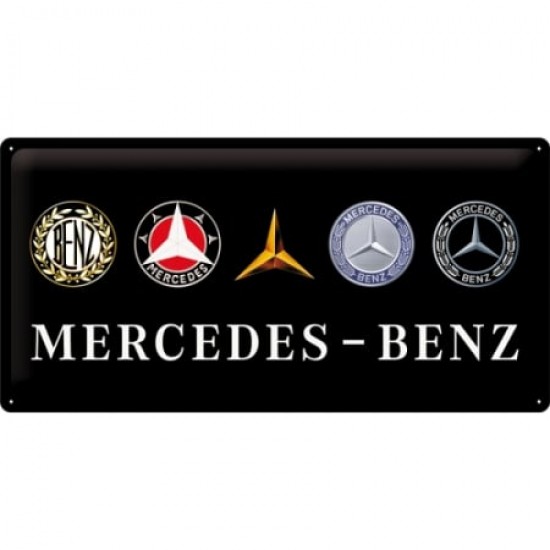 Placă metalică 25 x 50 - Mercedes-Benz Logo Evolution - Evolutia Siglei