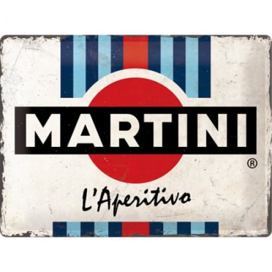 Placă metalică 30 x 40 - Martini - L'Aperitivo Racing Stripes - Dungi de Cursa