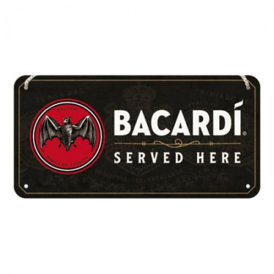 Placă metalică cu Șnur 10 x 20 - Bacardi - Servit Aici
